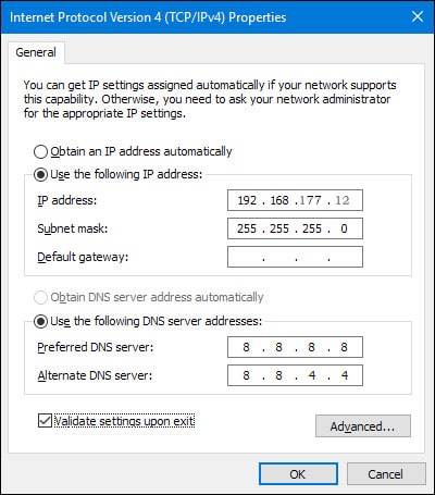 Use the following IP address